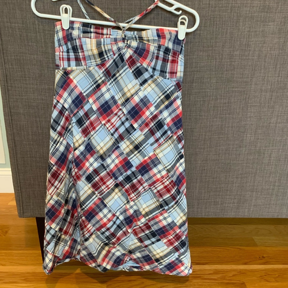 LOFT Y2k Patchwork Plaid Side Zip Halter Dress Women's 4